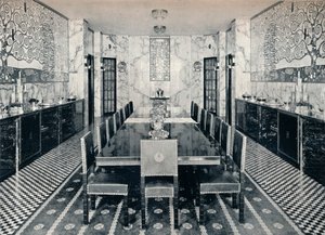 La salle à manger du palais Stoclet, Bruxelles, Belgique, vers 1914