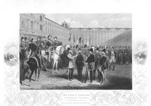 Le duc de Cambridge présentant la médaille de Crimée aux soldats français, 1856