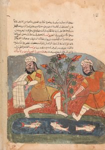 Le poisson et le pêcheur, folio de Kalila wa Dimna, 18e siècle - Unbekannt