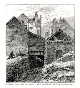 Le Fleet Ditch près de West Street, pendant les modifications, 1844