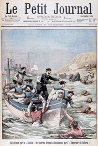 Le croiseur français de la classe Linois Galilée sauvant des marins français, 1903