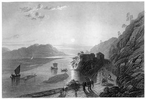 Le Gange entrant dans les plaines près de Hurdwar, Inde, vers 1860