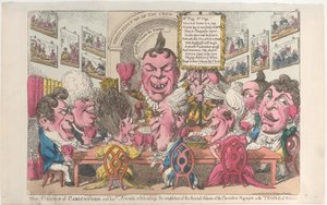 Le Génie de la caricature et ses amis célébrant l