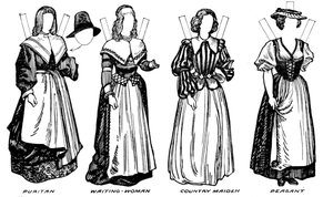 La grande galerie du costume historique : Robes portées sous le règne de Jacques Ier, vers 1934