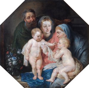 La Sainte Famille avec Sainte Élisabeth et Saint Jean, 17e siècle - Unbekannt