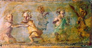 La chasse aux nains, fresque de Pompéi, vers 1er siècle av. J.-C. - 1er siècle apr. J.-C.