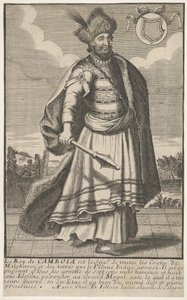 Le roi du Cambodge debout avec un sceptre dans sa main droite, ca. 1670-1700 - Unbekannt