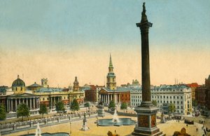 La National Gallery et la colonne de Nelson, Trafalgar Square, Londres, c1910