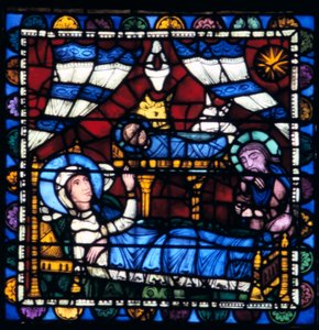 La Nativité, vitrail, Cathédrale de Chartres, France, 1194-1260