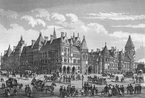 Les nouveaux tribunaux, Westminster, Londres, vers 1878