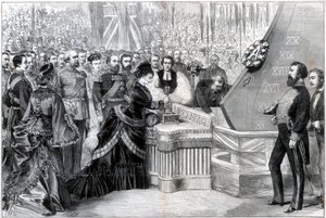 La princesse de Galles lançant le nouveau navire cuirassé Alexandra, 1875 - Unbekannt