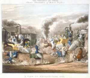 Le progrès de la vapeur. Une vue dans Regents Park, 1831, 1828 - Unbekannt