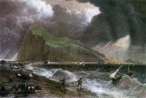 Le rocher de Gibraltar, vu du côté de la baie, 20ème siècle