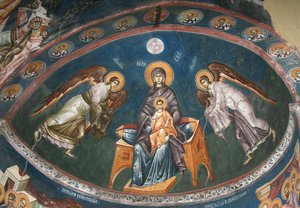 La Vierge en trône avec le Christ Emmanuel avec les archanges Michel et Gabriel - Unbekannt