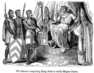 Les barons contraignant le roi Jean 1167-1216 à ratifier la Magna Carta, 1215 - Unbekannt