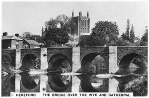 Le pont sur la Wye et la cathédrale, Hereford, 1936