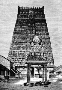 Le gopura principal du temple de Kumbakonam, Inde