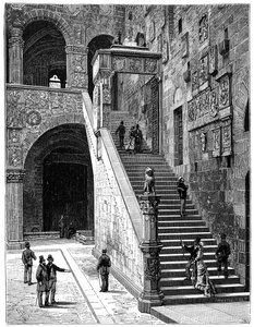 La cour du Bargello, Florence, Italie, 1882