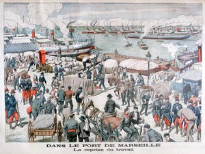 La fin de la grève des dockers au port de Marseille, France, 1904