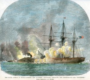 Le combat naval dans le port de Mobile, Alabama, guerre civile américaine, 5 août 1864