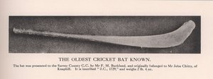 La plus ancienne batte de cricket connue, 1912 - Unbekannt