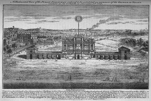 Les réjouissances de la paix dans le Green Park, Westminster, Londres, 1748