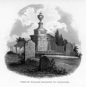 La tombe de William Hogarth à Chiswick, 1840