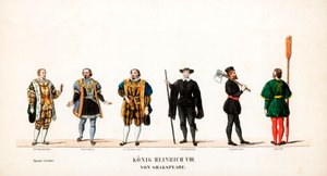 Costumes de théâtre pour la pièce de Shakespeare, Henry VIII, 19ème siècle