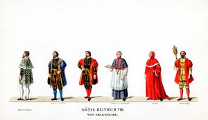 Conceptions de costumes de théâtre pour la pièce de Shakespeare, Henry VIII, 19e siècle