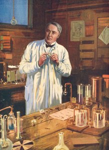 Thomas Edison, inventeur américain, dans son laboratoire, Menlo Park, New Jersey, USA, 1870s 1920s