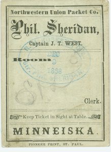 Billet pour le bateau à vapeur Phil. Sheridan, 9 décembre 1868