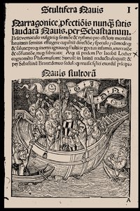 Page de titre du livre La Nef des fous de Sebastian Brant, 1497