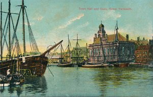 Hôtel de ville et quai, Great Yarmouth, Norfolk, vers 1905