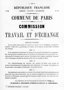 Travail et Échange, des affiches politiques françaises de la Commune de Paris, mai 1871 - Unbekannt