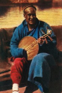 Musicien itinérant, Chine, vers 1928
