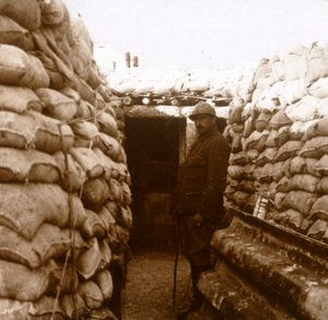 Tranchées en Champagne, nord de la France, vers 1914-1918