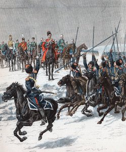 Tsar Nicolas II passant en revue les cosaques, guerre russo-japonaise, 1904-1905 - Unbekannt