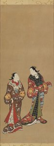 Deux grandes femmes en robes sombres, période Edo, 1615-1868