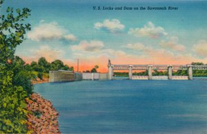 Écluses et barrage américains sur la rivière Savannah, 1943