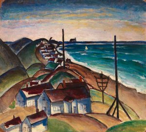 Paysage marin sans titre avec maisons sur la plage