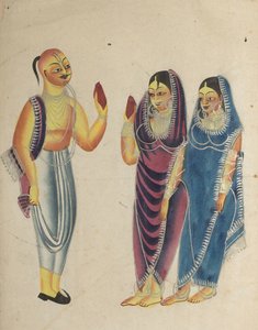 Dévot Vaishnava avec deux femmes, 1800s