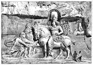 Valérien aux pieds de Sapor, Tombes royales à Naksh-I-Rustem, Persépolis, Iran, 1895