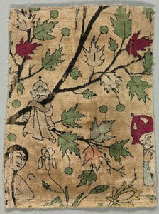 Fragment de velours, Khusrau voit Shirin se baigner, 1550-99 - Unbekannt