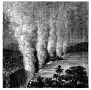 Chutes Victoria sur le fleuve Zambèze, Afrique, vers 1890