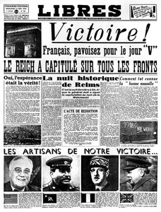Victoire !, première page du journal Libres, 9 mai 1945 - Unbekannt