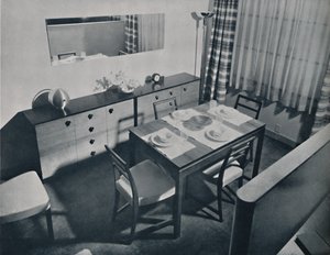 Vue dans la salle à manger-salon conçue par Gilbert Rohde, 1936 - Unbekannt