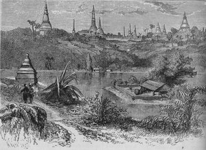 Vue près de Rangoon, vers 1880