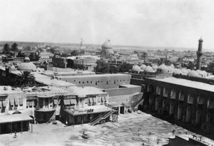Vue de Bagdad depuis une tour de bloc, 31e hôpital général britannique, Mésopotamie, Première Guerre mondiale, 1918