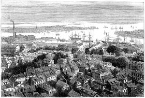Vue de Boston depuis Bunkers Hill, Massachusetts, vers 1770s vers 1880