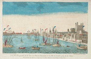 Vue du pont de Londres et de la tour, 18e siècle